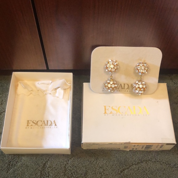 Gorgeous Escada by Margaretha Ley Vintage Rhinestone Drop Earrings - Picture 2 of 4